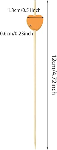 Miniatura 7 de ONLYKXY Palillos de dientes de bambú de 4.72 pulgadas con forma de corazón de madera para aperitivos, fiesta de té, despedida de soltera, boda, San