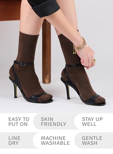 Image of Women's Bamboo Dress Socks, Crew for Business Trouser Casual, Soft, Thin & Seamless, Size 6-9 /9-12 (3, 4 or 5 Pairs)