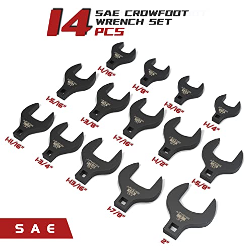 Arucmin 14-Piece Jumbo Crowfoot Wrench Set,1/2" Drive Sae Crowfoot Wrenches 1-1/16" To 2" Chrome Vanadium Steel Crows Foot Wrench Set #TOP2