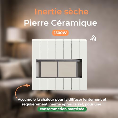 Radiateur connecté WIFI inertie céramique programmable 1500W