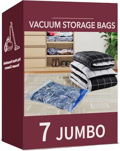 Vacuum Storage Bags – 7 Jumbo Space Saver Compression Bags for Cl...