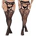 Produktbild MANZI 2 Paar Strapstrümpfe für Damen Große Größen Sexy Muster Strumpfhosen Elastisch Schwarz Halterlose Netzstrümpfe,Diamond & Irregular