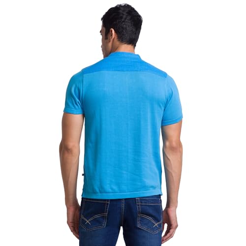 Image of Parx Men's Pure Linen Solid Pattern Regular Fit Henley Neck Half Sleeve Casual T-Shirt
