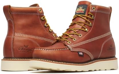 Thorogood American Heritage 15.2cm(6인치) 목토 작업 부츠 남성용 - 부드러운 발가락, 미끄럼 방지 웨지 밑창 및 편안한 안창이 있는 프리미엄 풀 그레인 가죽, EH 등급, 브라운., 7 Wide — 사진 4