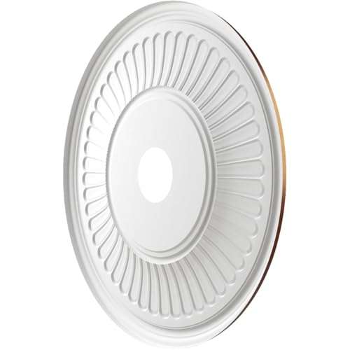 Image of Ekena Millwork CMP22BECDC Berkshire Thermoformed PVC Ceiling Medallion (Fits Canopies up to 10 1 /8 inch), 22 inchOD x 3 1 /2 inchID x 1 inchP, Metallic Dark Copper