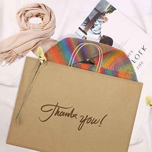 Poever 16x6x12 Kraft Paper Bags with Handles 50 PCS Bulk, Large Shopping Bags Brown Gift Bags Tote Bags for Small Business Retail Grocery Merchandise