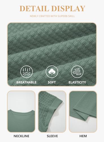 Image of Eytino Plus Size Tops for Women Waffle Knit T-Shirts Round Neck Short Sleeve Casual Loose Basic Tee Blouses(1X-5X)