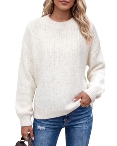 Softmuted Women's Oversized Cable Knit Sweaters 2026 Outfits Spangly White - image 1