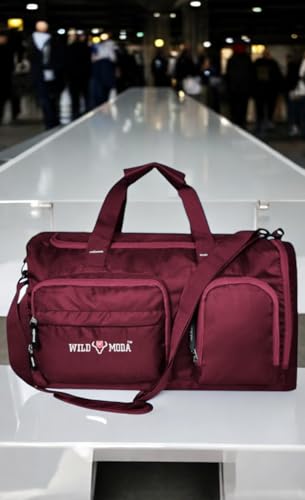 Image of 45L FlexForce: All-in-One Duffel Bag, Gym Bag, Rucksack, Travel Bag, Sports Bag (Maroon)