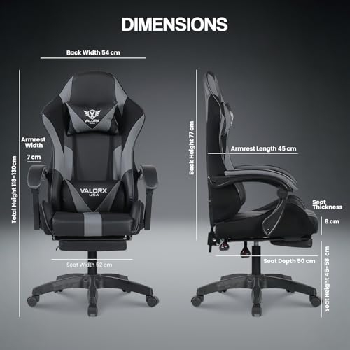 Image of Warrior Gaming & Office Ergonomic Chair | Vegan Leather | High Back 135 Recliner | Adjustable Height & Linkage Armrest | Lumbar Support | 360 Swivel | 3 Year Warranty (Grey)