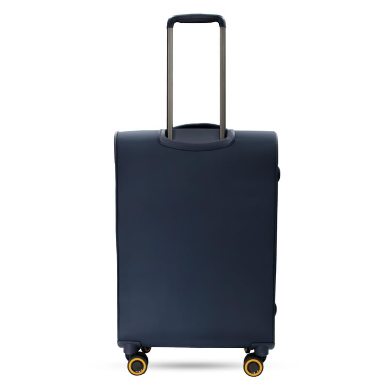 Image of SWISS MILITARY Nylon Mercury 8 Wheels 65cm Trolley Luggage, Soft Case 360 Rotatable Wheels, TSA Lock, Expandable Storage & Quick Front Pocket Suitcase, Travel Bag for Men & Women, Medium Navy 68L