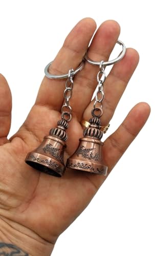 Image of Classic Antique Tibetan Temple Bell Shaped Keyring for Gift Gaurdian bell for Car Bike Bags Metal Key ring Key Chain Bag Charm Gift