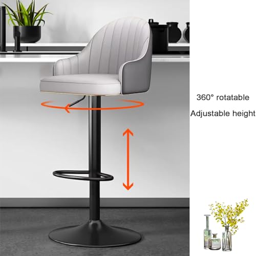 Tabouret de bar pivotant et réglable en cuir PU avec dossier pour îlot - 4