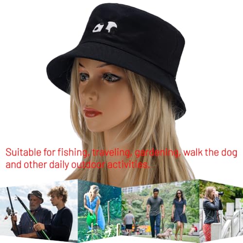 Image of Cotton Bucket Hat for Women Men Summer Travel Sun Beach Bucket Cap, Unisex Outdoor Fisherman Hat