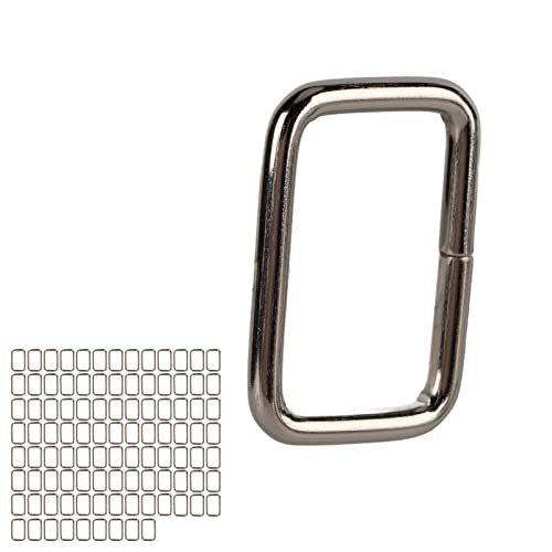 Qcwwy 100 Hebillas Rectangulares de Metal, Correa Cuadrada Clásica de Hierro, Hebilla de Cinturón sin Costuras, Decoración de Ropa, Accesorios para Bolso Mochila (3/8x25x15mm)