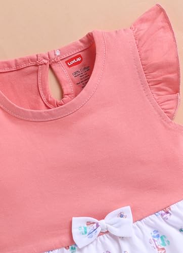 Image of LuvLap Baby Girls Regular Fit 100% Cotton Half Sleeve Girls Knee Length Frock Pack of 3