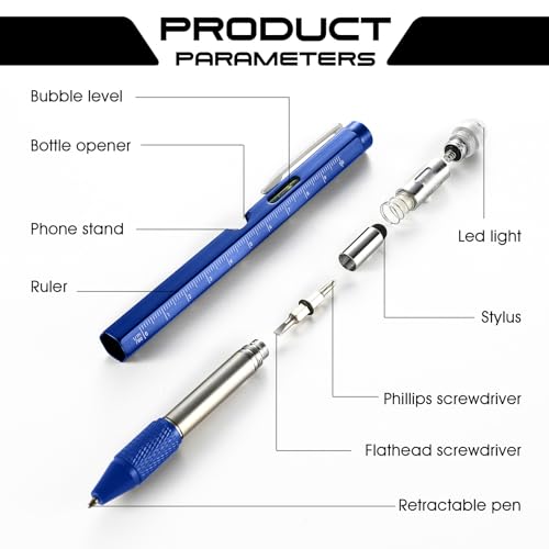 Fathers-Day-Gifts-for-Dad-Multitool-Pen-9-in-1-Innovative-Gift-for-Men-with-LED-Light-Ruler-Stylus-Bubble-Level-and-ScrewdriversUnique-Gifts-Gadgets-for-Him-BoyfriendHusband-Dad-Blue Fathers Day Gifts for Dad Multitool Pen 9 in 1 Innovative Gift for Men with LED Light Ruler Stylus Bubble Level and ScrewdriversUnique Gifts Gadgets for Him BoyfriendHusband Dad Blue