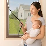 Byonder Magnetic Window Screen - Easy Install, Reusable & Durable Mesh, Perfect Fit for Most Windows - White Frame with Fiberglass Mesh, Up to Fits 32''x24''