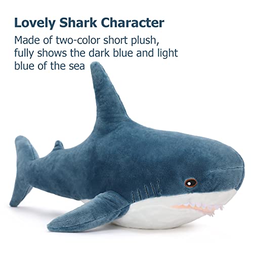 Image of MorisMos 31inch Giant Shark Stuffed Animal Plush, Large Stuffed Shark Toy, Soft Shark Pillow for Kids Boys Girls Birthday Christmas, Blue