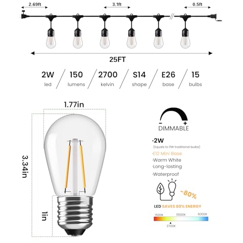 Luces exteriores de 50 FT para patio Svater miniatura 4
