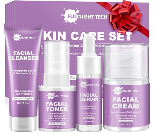 Skin Care Set,Anti-aging Beauty Gift Sets for Women Teens Girls,4 Pcs Gentle Facial Skin Care Kit...