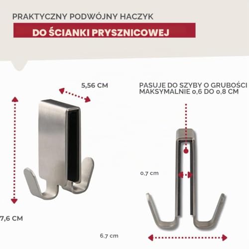 Fackelmann Tecno Haczyk na Ściankę Prysznicową, Srebrny, 12 x 3,5 x 4,6 cm