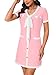 Rooscier Women's Short Sleeve Color Block Dress Button Bow Elegant Formal Work Mini Dress Pink X-Small