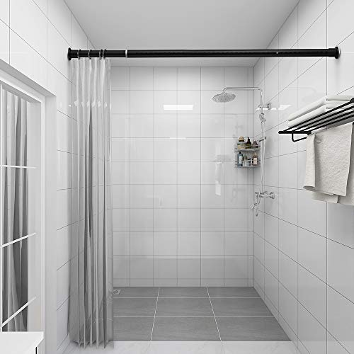 Oxdigi Tension Curtain Rod, No-Slip Spring Tension Rod For Shower And Window, 27.6-43.3 Inches No-Drilling Stainless Steel Curtain Rod Use Bathroom Kitchen Home/Black #TOP5