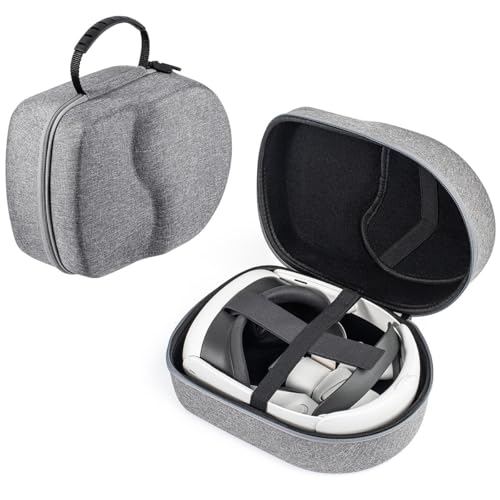 Image of Ethylene Vinyl Acetate (Eva) Hard Carrying Case For Meta Quest 3 /Meta Quest 2 /Meta Quest Pro Virtual Protectio Compatible With Original Official Elite Head Strap, Grey