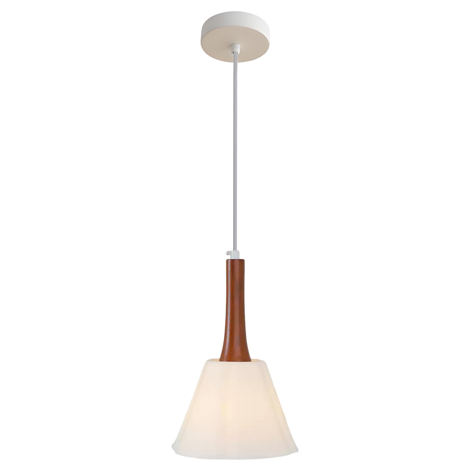 YNVIOZM Vintage Ceramic Pendant Light with White Ceramic Shade, Hardwired Adjustable Height Hanging Ceiling Lighting Fixture, Sloped Ceiling Compatible for Kitchen Island, Dining Room, Entryway