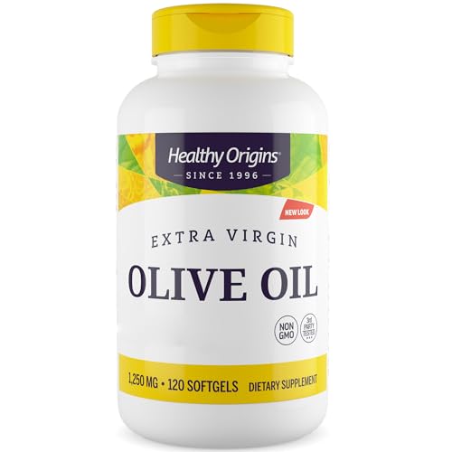 Healthy Origins Extra Virgin Olive Oil 1250mg high dose 120 Softgels Gluten Free Soy Free Non-GMO