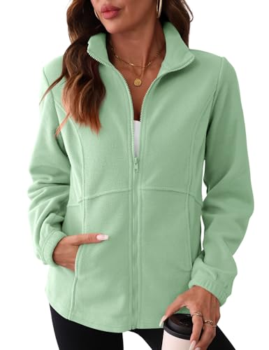 IECCP Fleecejacke Damen Durchgehender Reißverschluss Outdoor Fleecejacken Leicht und Warm Mode 2025