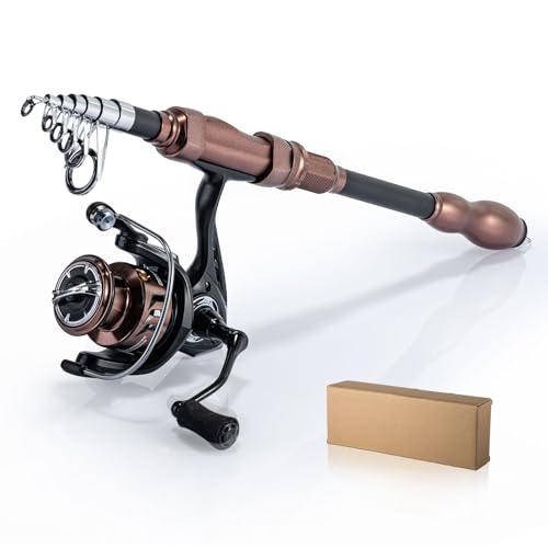 Goture Fishing Rod and Reel Combos, Telescopic Fishing Rod Kit Spinning Reel Fishing Set, Carbon Fiber Telescopic Fishing Pole for Travel Saltwater and Freshwater Fishing, Fishing Gift, 7Ft