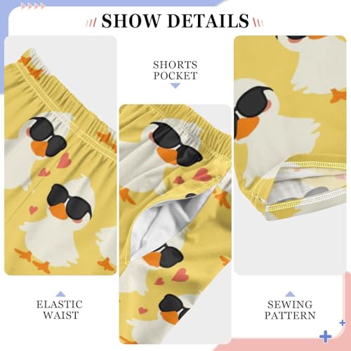 Cute Duck Black Glasses Boys Pants for Kids Jogger Pants with Pockets S-XL4