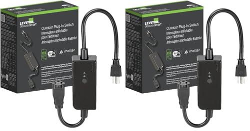 Image of Leviton Decora Smart Wi-Fi Outdoor Plug, Works with Matter, My Leviton, Alexa, Google Assistant, Apple Home /Siri&Wire-Free Anywhere Switch Companion,Weather-Resistant,D215O-1RE, Black (Pack of 2)