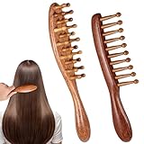 2PCS Loc Comb for Sisterlocks, Comfortable Massage Comb, Wooden Scalp Massager Combs for Dreadlocks, Scraping Massage Tools Wide Tooth Combs for Scalp Care and Hair Styling