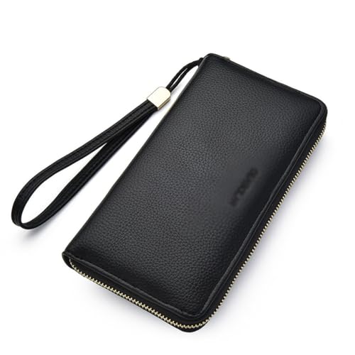 Handheld bag men's long wallet zipper business zipper mobile phone bag men's and women's card clip bag(D)