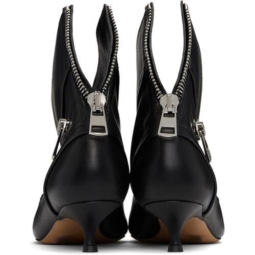 UniqueStride Women Ankle Biker Boots Side Zip Decor Pointed Toe Leather Wide Calf Kitten Heel Short Motorcycle Boots4