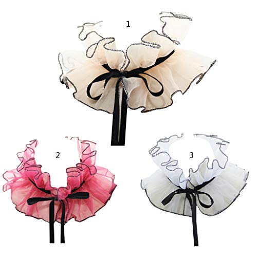 Thereisno Victorian Vintage Organza Agaric Ruffles Stand Fake Collar Cosplay Neck Ruff Neck Chain4