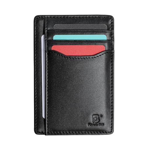 Pomelo Best Herren-Geldbörse, schmale Geldbörse aus echtem Leder mit RFID-Blockierung, ultradünnes Kreditkartenetui für 7 Karten und Bargeld, Reisen und den Alltag