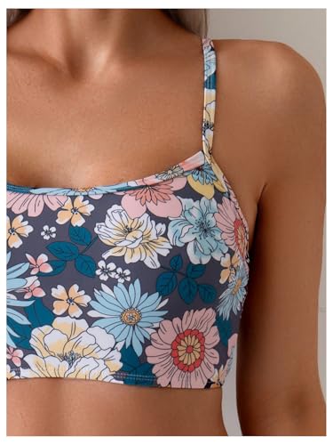 Floerns Women's Floral Bikini Set Square Neck High Waisted 2 Piece Bathing Suits4