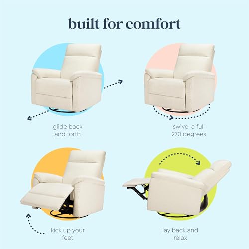 DaVinci Suzy Recliner Glider w/ 270° Swivel, Electronic, Vanilla | GREENGUARD Gold & CertiPUR-US Certified - Ultra Cozy Recliner Chair for Nursery & Living Room - Power Recliner w/ USB Ports - image 5
