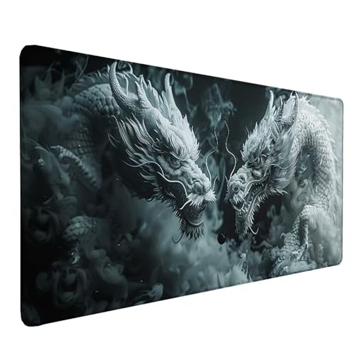 Tapis de souris gamer XXL gris 100x50 cm grand mouse pad ordinateur avec bords cousus