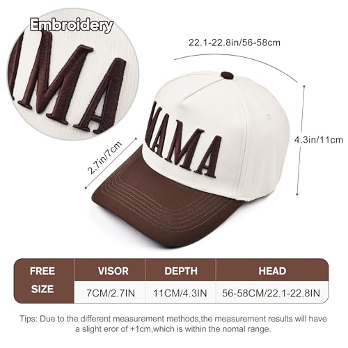 Image of Women's Mama Trucker Hat Trendy, Embroidered Adjustable Mom Baseball Cap, Two-Tone Ponytail Hat for Outfits