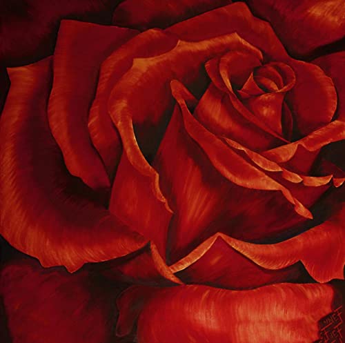 Toile Art Affiches Rose Fleurs Peinture KEBIA Décoration Murale Salon 60x60 cm