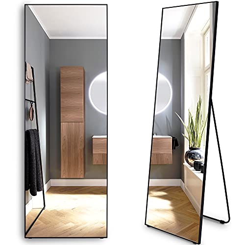 LVSOMT Full Length Floor Mirror, Free Standing Body Mirror, Wall Mounted Hanging Mirror, Large Dressing Mirror, Leaning Against Wall Mirror, Big Mirror for Bedroom Living Room Locker Room, 63