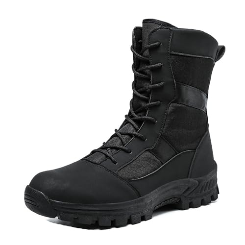 Men's Waterproof Hiking Boots Platform Round toe Lace-up Non-slip Camping Trail High Combat Boots Outdoor Desert Boots