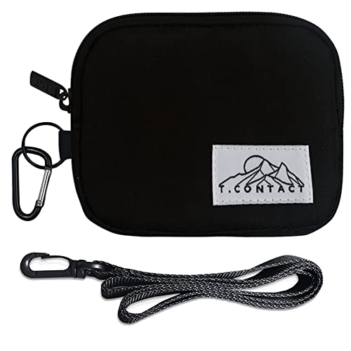 T.contact Lanyard Bag Coin Purse Wallet Keychain Zipper Documents Men Ladies Boys Girls Coin Purse Fabric Change Pouch (Black) #TOP18