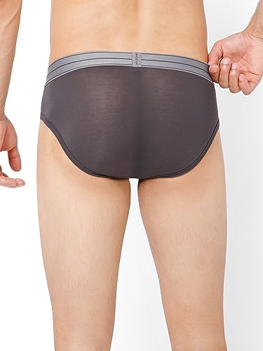 Image of OXYZONE Men's Modal Solid Brief with Sweat-Absorbent & Anti-Odour Fabric, Lightweight, Tag-Free, Breathable Innerwear with Outer Soft Waistband