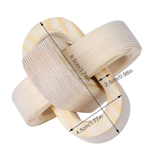 Cadena de madera de 3 eslabones tallada a mano para decoración exclusiva de estantes 6